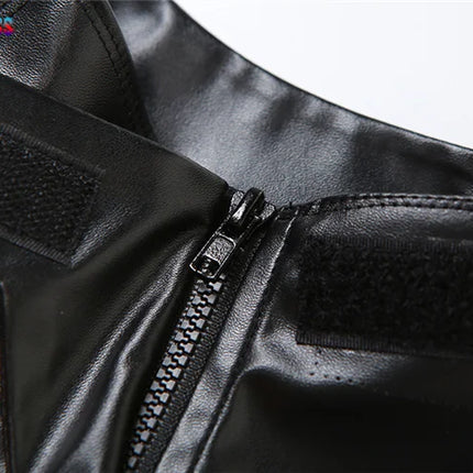 Weird Puss PU Backless Women Tank Tops Halter Neck Sleeveless Zipper Decoration Sexy Punk Nightclub Streetwear Summer Wild Vest