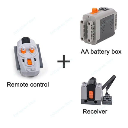 Power Functions Building Kit Motor Servo Set with Battery Box Remote Control for DIY Technical Train Model Compatible Bricks