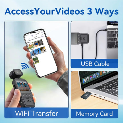 Outdoor Sports Camera Action Camera 1080P WiFi Fill Light Pocket Camera Mini POV Camcorder for Travel Vlogging Video Recording