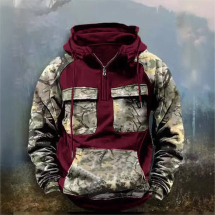 2025 New Men's Camouflage Tactical Workwear Casual Zipup  Pullover Autumn and Winter Outdoor Sports Men's Military Hooded Jacket