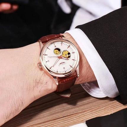 LONGLUX automatic watch elegant style wholesale mechanical wristwatches skeleton rome waterproof  mens watch men gift