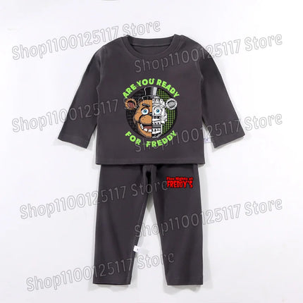 FNAF Pajamas Pants Set Children Thermal Underwear Suit Anime Five Nights at Freddy's Cool Clothing Suits Boys Girls Loungewear Gift