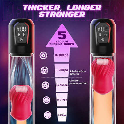 Automatic Sucking Penis Pump Male Masturbator Electric Blowjob Penis Extender Enlargement with Rose Pocket Pussy Adult Sex Toys