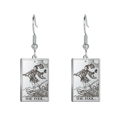 Classic Tarot Cards Stainless Steel Drop Earring for Women Sun Moon Star Lovers Divination Tarot Jewelry Birthday Gift