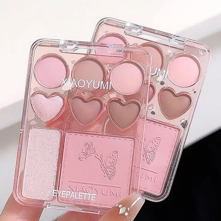 8-color Pearl Glitter Matte Peach Pink Blusher Highlight Eye Shadow Plate Korean Makeup Pink Orange Eyeshadow Cosmetics