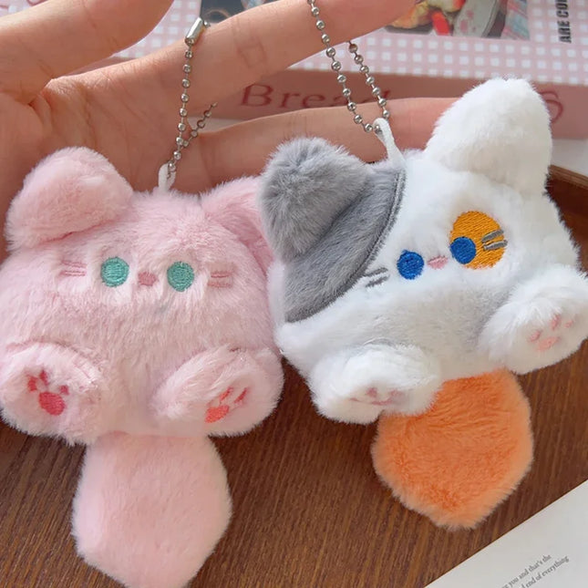 1-4pcs Cute Plush Small Cat Doll Keychain for Couple Soft Cotton Stuffed Animal Keyring Backpack Pendant Decoration Student Gift