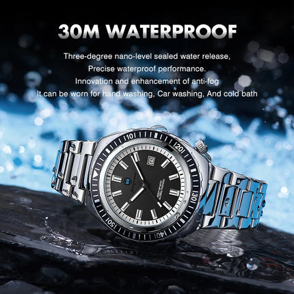 PAAZOMU Luxury Business Men Watch Date Week Waterproof Luminous Man Wristwatch Sport Stainless Steel Quartz Men's Watches Reloj