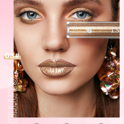 Diamond Glitter Liquid Lipstick Waterproof Long Lasting Pearl Shiny Lip Gloss Metal Charming Lip Glaze Tint Makeup For Women