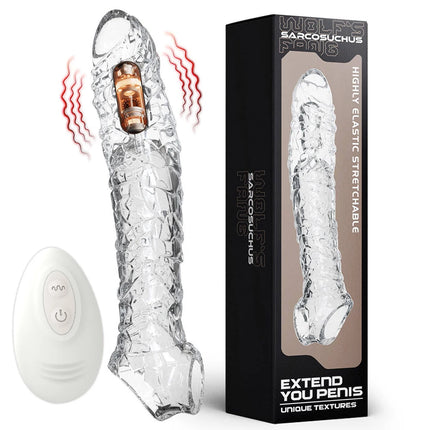 Penis Sleeve Extensions Condom Male Enlargement Delay Vibrators Clits Massager Cock Ring Vibrating Penis Cover Sex Toys For Men