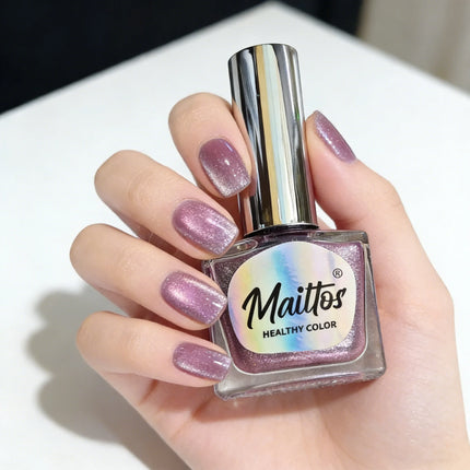 WA516 Grape 12ml No-bake Cat's Eye Water-based Nail Polish, Oderless, With a magnet, dry quickly No need UV lamp, easy to tear