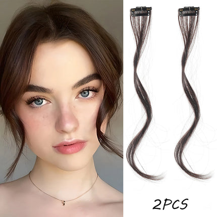 2PC synthetic Bangs Wig Hair Extensions Curly Clip-on Hair Front Side Long Wavy Blone Bangs With Clip Invisible Fringe Fake Hai