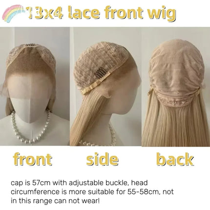 Ashely Platinum Blonde Wig 26inch 13x4 Lace Front Wig Long Straight Synthetic Lace Wigs High temperature Fibers for Cosplay