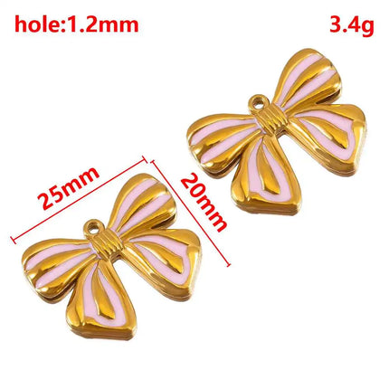 2pcs Gentle Pink Enamel Stainless Steel Charms Rose Flower Starfish Butterfly Necklace Pendant Women DIY Earring Jewelry Making