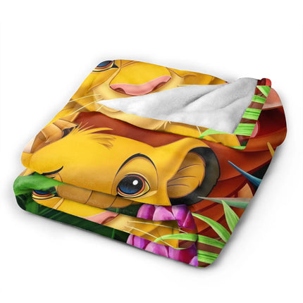 Warm BlanketGirls Boys Decorative Simba Lion King Throw Blanket  Flannel Bedspread Chair Sofa Bed Street Trend Sofa Bed Cover