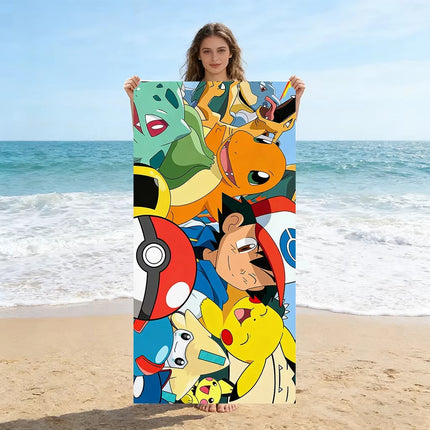 Pokemon Pikachu Anime Cosplay Beach Towel Summer Towels Bathroom Bath Towel Swim Towels Travel Quick Dry Kids/Adult Gift