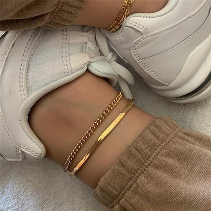 YOBEST Gold Color Chain Anklet For Women Summer Beach Foot Jewelry On The Leg Minimalist Anklets Female