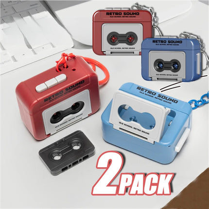 1/2Pcs Retro Recorder Keychain 15S Recorder Cassette Tape Keyring Student Bag Pendant Couple Friends Gift