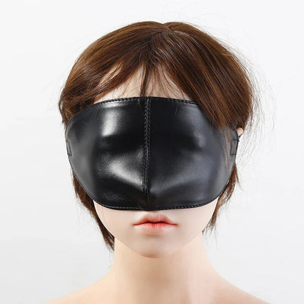 Black PU Leather Sex Eye Mask Cover Nose Large Area Sex Mask BDSM Accessoire Bdsm Bondage Restraints Sex Toys for Women Couples