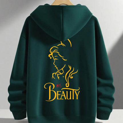 Romantic Theme Beauty and the Beast Couple Hoodies Men'S Women'S Separate Styles Pullover Casual Loose Fit Sweatshirt Hoodie Y2K