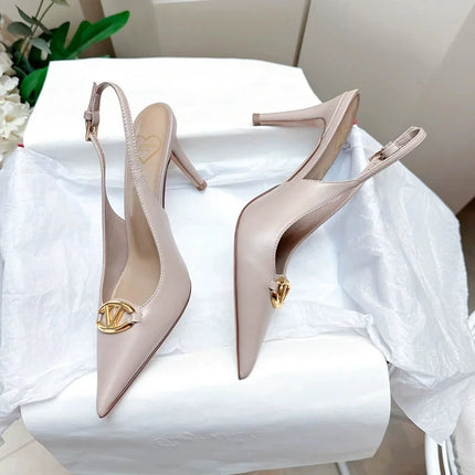Women's pointed high-heeled sandals for women's summer 2025 new style pointed high-heeled shoes with metal buckle single shoes