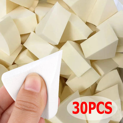 Triangle Soft Makeup Sponge 30Pcs/Set Wet and Dry Use Fan Shaped Puff Foundation Concealer Smearing Powder Puff Cosmetics Tool
