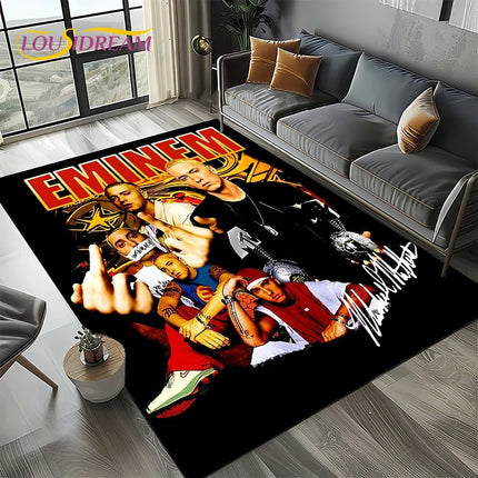 Rapper Eminem Tupac 2pac Hip-Hop Rap God Carpet Rug for Living Room Bedroom Home Sofa Decoration, Area Rug Non-slip Floor Mat