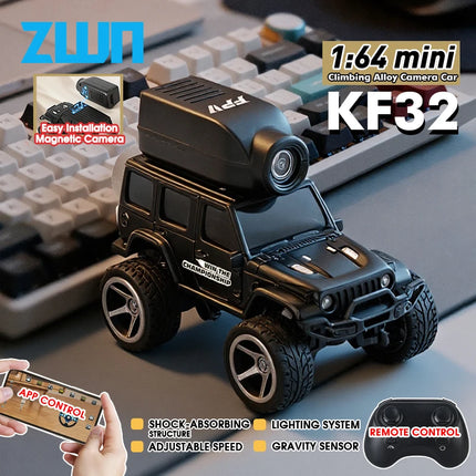 KF32 1:64 RC Mini Climbing Alloy Video Car With LED Light  and HD Camera Radio Remote Control Vehicle Toy for Kids Best Gift