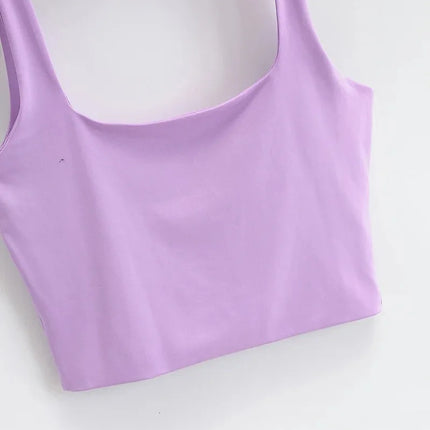 2025 Summer Women Sexy Sleeveless Tops Fashion Short Square Collar Tank Tops 6 Colors