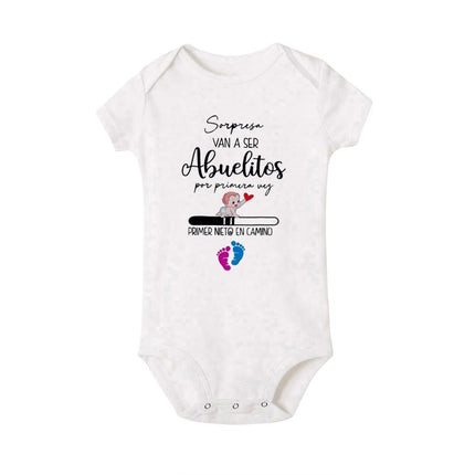 Surprise Their First Grandchild Is on The Way.print Baby Jumpsuit Baby Announcement Newborn Bodysuit Infant Short Sleeve Outfit
