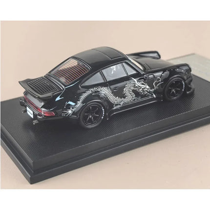 MC 1:64 RWB 930 Ducktail White Dragon Coating Wide Body Alloy Car Model Adult Souvenir Gift Static Display Hobby Collection