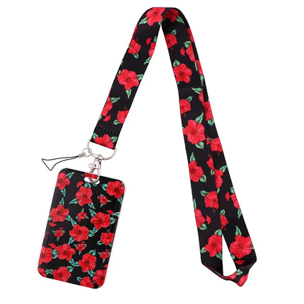 New Sakura Cherry Blossoms Flower lanyard card ID Badge Holder Keychain Pass Gym Mobile Kids Key Holder Key Rings Gift