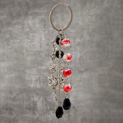 Cute Anti Loss Keychain Y2K Fashion Creamy Style Sweet Bag Small Pendant Fresh Butterfly Bow Pink Star Beaded Buckle Decoration