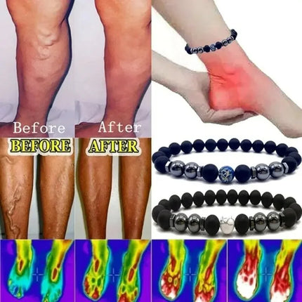 Anti-Swelling Black Obsidian Anklet Bracelet Treatment  Adjustable Weight Loss Magnetic Therapy Magnet Anklet Bracelet Women Men