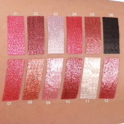DUNUF 6 pcs set pearlescent metallic color long lasting lip gloss waterproof sweatproof non-stick lipstick