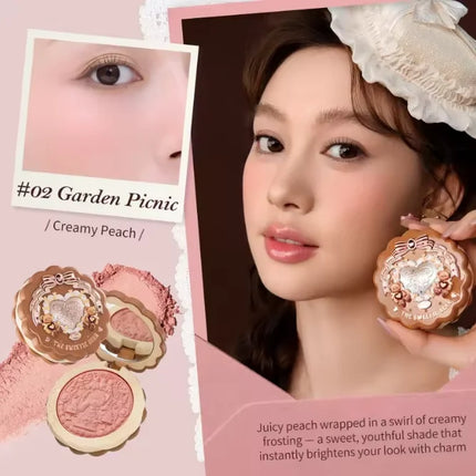 Flower Knows Bunny Garden Collection Embossed Blush Palette Long Lasting Waterproof Face Blusher Powder Matte Finish