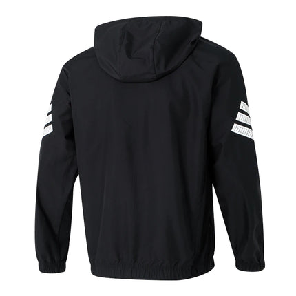 Adidas Men's Gym 3-Stripes Windbreaker - Hooded Knitted Sports Jacket / Veste Adidas Homme Gym 3-Bandes - Coupe-Vent Tricot Capuche