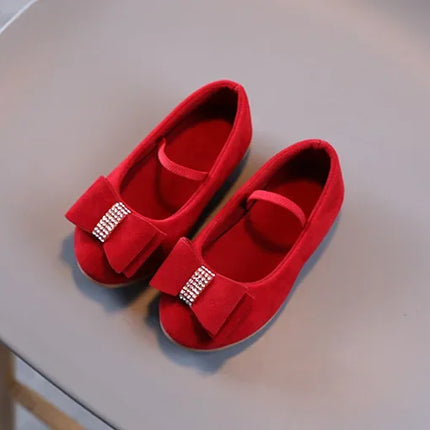 Little Girl Leather Shoes Simple Fashion Children Princess Shoes Solid Color Flats Causal Kids Versatile Bowtie Loafers Moccasin