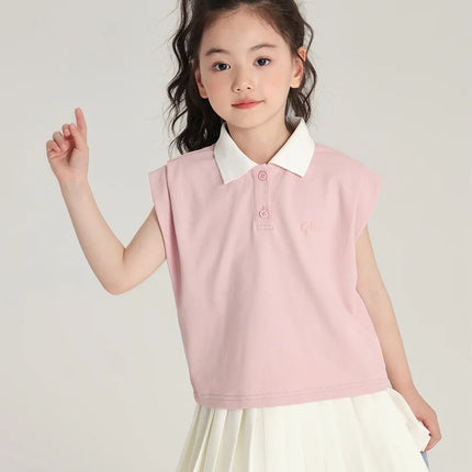 2025 new casual trend girls' short sleeved t-shirt playful and cute polo shirt three-dimensional foam printed children's t-shirt
