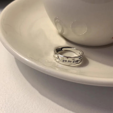 925 Sterling Silver Open Finger Ring Punk Heart Irregular Geometric Stackable For Women Girl Jewelry Gift Dropship Wholesale