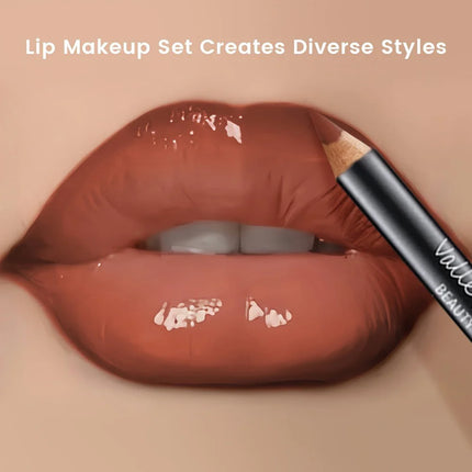 4PCS/SET Moisturizing Lip Gloss Lip Oil Lip Liner Set - Long lasting Waterproof Lip Liner 3D Lips for A Dewy Finish Lip Combo