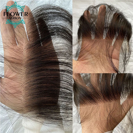 HD Lace Hairline Hairpieces Replacement Fringe Bang Hack Natural Baby Hair Bangs Fringe Forehead 6*1 inch Natural Color