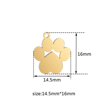 20pcs/lot Pet Dog Paw DIY Charms Wholesale Mirror Polish Stainless Steel Pendant Connectors Charm For Jewelry Making