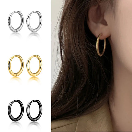 1 pair Women/Man Stainless Steel Small Hoops Earring Piercing Ear Cartilage Tragus Simple Thin Circle Anti-allergic Ear Buckle