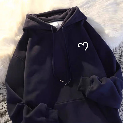 Solid color Love Print Hooded Coat Spring And Autumn Dressing Up Collection Casual Fashion Trends Versatile Laziness Feeling