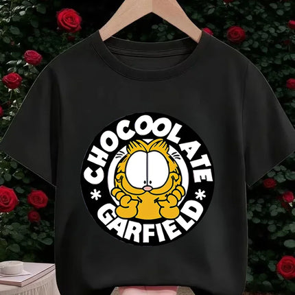 Summer Garfield Fashion T Shirt Children Boys Girls Cute Kawaii Cartoon Crew Neck Street Casual Wear 3 14T