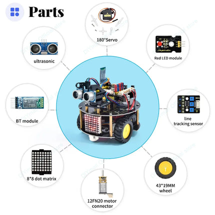 Keyestudio Smart Little Turtle Robot V3.0 – Arduino STEM Programmable Kit with Blue-tooth Mixly Coding Multi-Sensor Functions