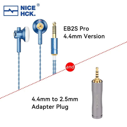 NiceHCK EB2S PRO 3.5/4.4mm Plug Microphone Flat-Head Earbud HIFI Wired Earphone 15.4mm LCP Diaphragm Dynamic Music Vocal Headset