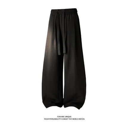 Casual sportpants Men Linen Feel Casual Pants Elastic Waist Breathable Summer Ice Silk Trousers Loose Fit Straight Leg Outdoor