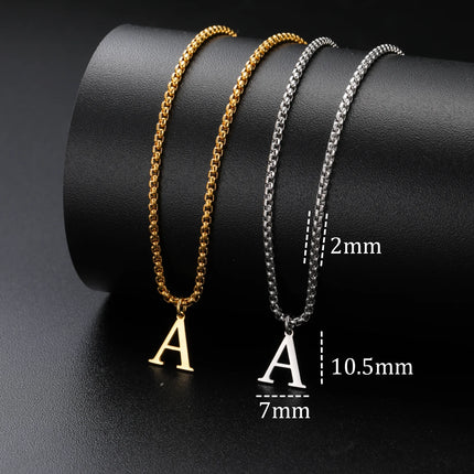 Cazador A-Z Initial Letter Box Chain Necklace for Men Stainless Steel Alphabet Pendant Punk Jewelry Valentine's Day Gift 2026