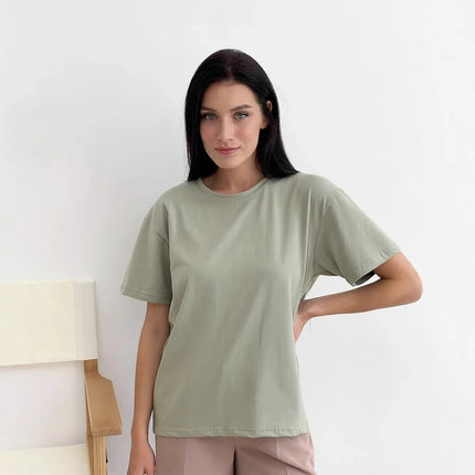 Botvotee 21 Colors Ins Fashion Summer Oversized Basic Solid T-Shirts for Women 100% Cotton White Black Pink T-shirt Casual Tops